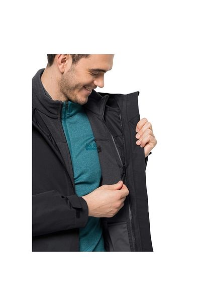 Jack Wolfskin Black Regular Fit Men's Thermal Zip Jacket 1115311 -6000 Taubenberg 3in1 Jkt m