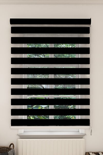 GİVAYO STOR Siyah Bambu Zebra Perde