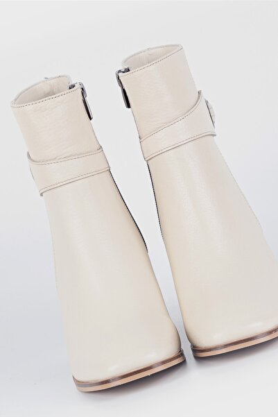 TUNAELLİ Kadın Bej Hakiki Deri 35-41 Numara Bot & Bootie