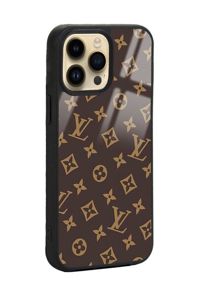 Spoyi Iphone 14 Pro Kahverengi Lv Tasarımlı Lansman Glossy Telefon Kılıfı