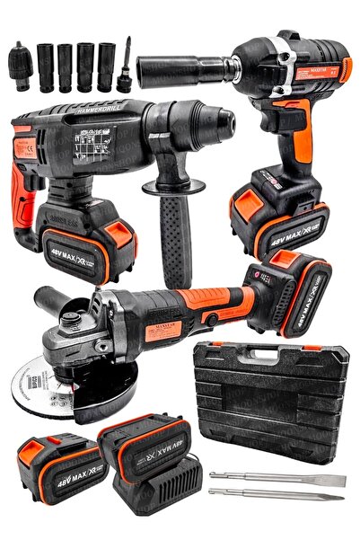 MOONSHOP 48v Profesyonel 3'lü Set Kırıcı Delici Somun Sıkma Taşlama Makinesi ...