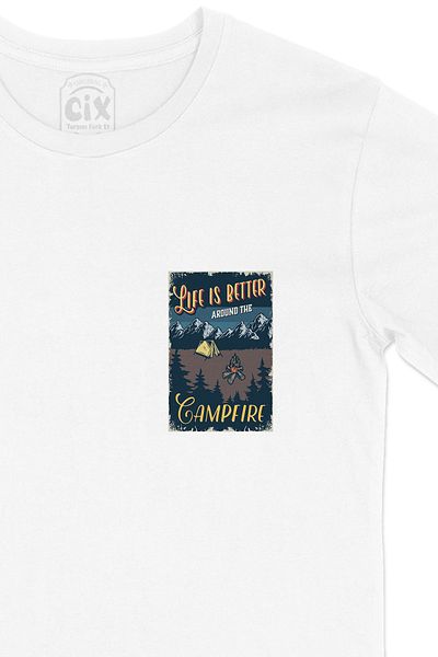 Cix Life Is Better Λευκό T-Shirt με σχέδιο λογότυπου τσέπης