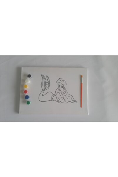 Lona Sanat Lona Renklerle Çocuk Deniz Kızı Boyama Hobi Setleri 25x35 Cm Tuval