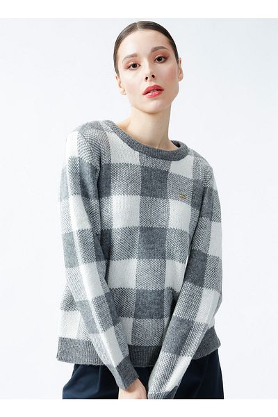U.S. Polo Assn. Crew Neck Gray Melange Women's Sweater Aster-sk22