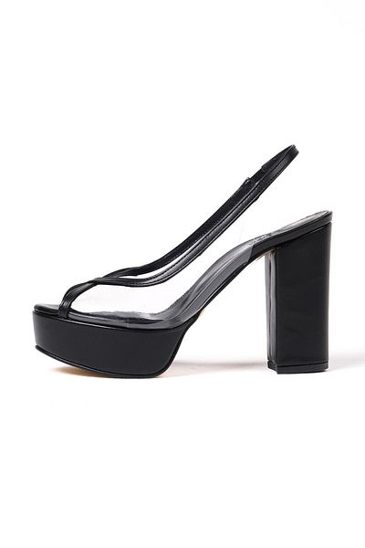 Mio Gusto Nichole Culoarea neagră Platforma Transparenta Rochie de seară de damă Pantofi Cu Toc