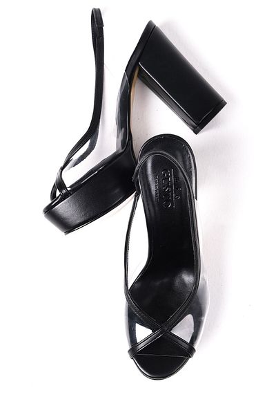 Mio Gusto Nichole Culoarea neagră Platforma Transparenta Rochie de seară de damă Pantofi Cu Toc