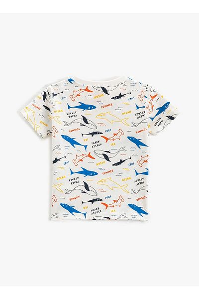 Koton Printed Ecru Baby T-shirt 3smb10052tk