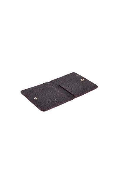 Eminsa Unisex Black Plain Leather Card Holder Wallet with Snap Fasteners