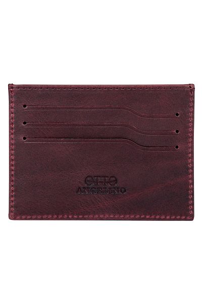 OttoAngelino Otto Angelino Suport pentru carduri minimalist ultra subțire din piele naturală - Roșu Claret