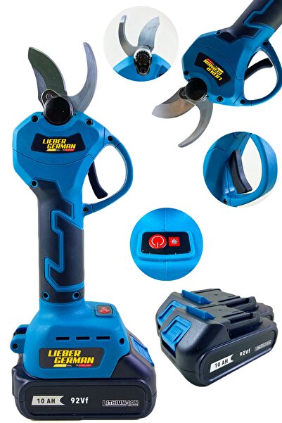 Lieber German Teknoloji 21 V 3 Ah Dijital Düğmeli Çift Akülü Dal Budama Dal K...