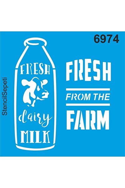 StencilSepeti Milk Farm - Stencil Painting Template 30x30cm