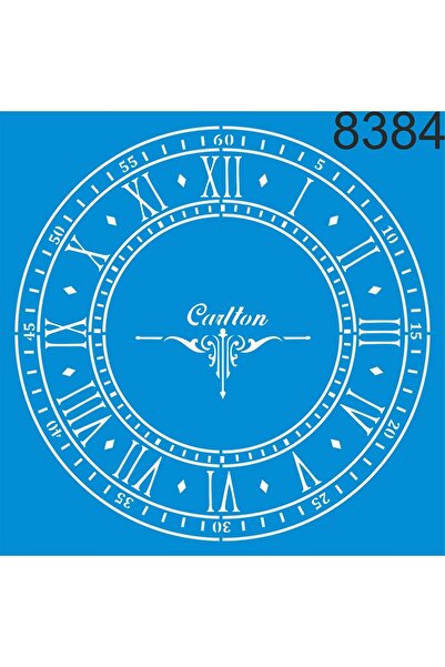 StencilSepeti Klasik Duvar Saati Deseni - Stencil Boyama Şablonu 40x40cm