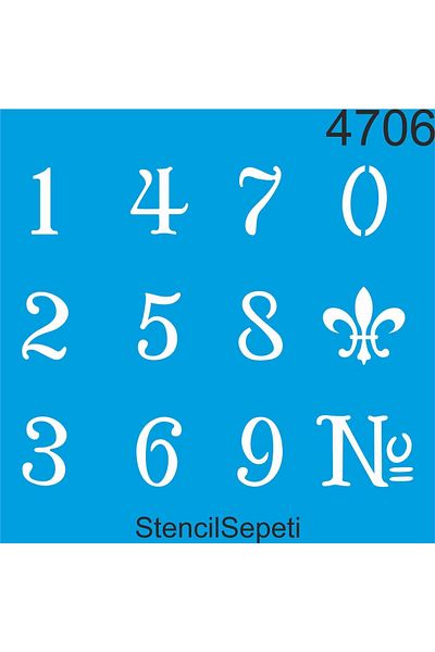 StencilSepeti Numbers Pattern - Stencil Painting Template 50x50cm - No Refund!