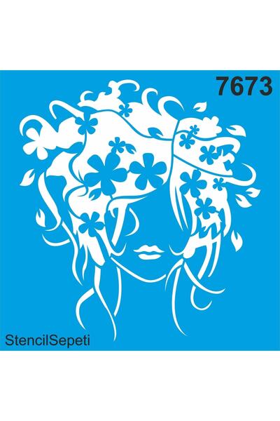 StencilSepeti Flowers and Women - Stencil Painting Template 30X30Cm
