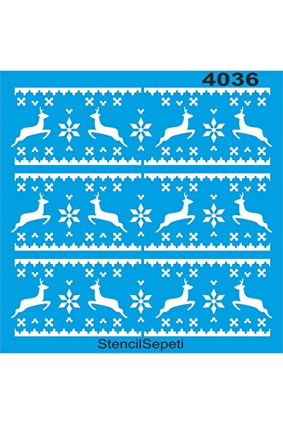 StencilSepeti Snow and Deer - Stencil Painting Template 40x40cm