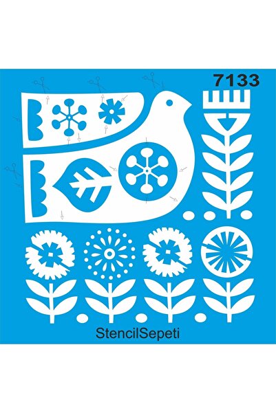 StencilSepeti الطيور والزهور - قالب رسم استنسل 30x30 سم