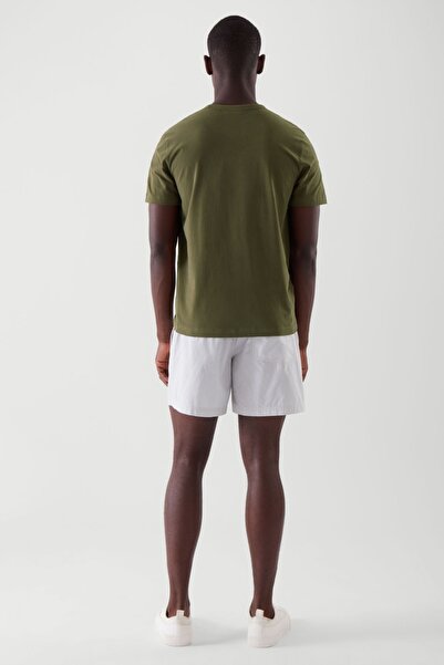 Tarz Cool Ανδρικό T-shirt Khaki Basic Slim Fit 100% βαμβακερό κοντό μανίκι με λαιμόκοψη