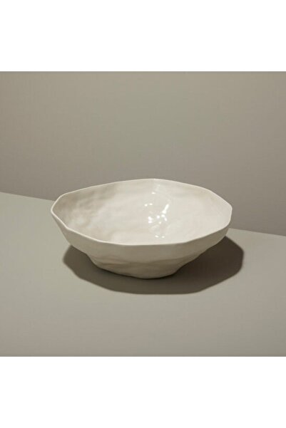 BE HOME TEM AKSESUAR Stoneware Beyaz Taş Kase 26,5 X 9 Cm