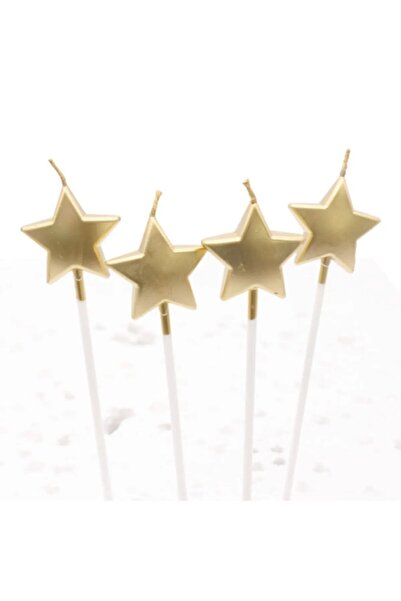 Happyland Doğum Günü Altın Renk Pasta Mumu Yıldız Modeli 4 Lü