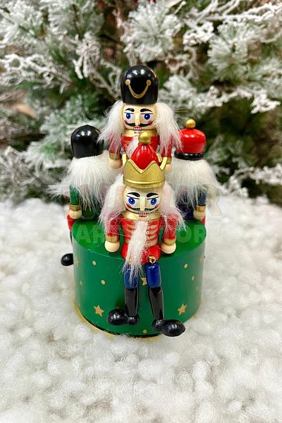 Huzur Party Store 20x14 εκ. Wind Up Nutcracker Army Music Box Πράσινο Μπλε Κόκκινο Χρώμα Μόλυβδος Στρατιώτης Χριστουγεννιάτικο ντεκόρ