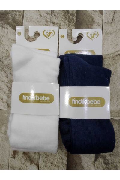 fındık bebe Newborn Baby Pantyhose Cream-navy blue Set of 2