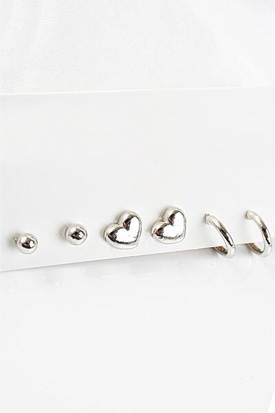 EUROMODA Kadın Gümüş Kaplama Bijuteri Küpe Seti