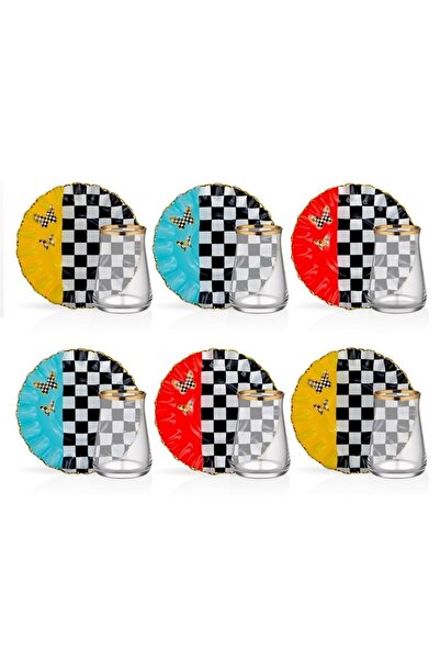 Glore Audra Altın Yaldızlı 6 Kişilik Cam Çay Takımı 12319