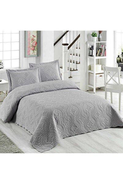 Kadınca Dükkan Çift Kişilik Kapitone Yatak Örtüsü Gri