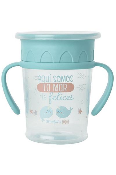 saro Drip-Free 360 ​​Degree Drinkable Green Drinking Cup with Handle
