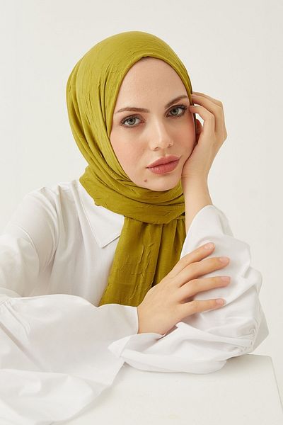 FRESCO SCARFS Γυναικείο Hijab Bamboo Kraş Shawl* Πράσινο φιστίκι