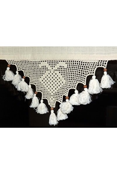 Mandaş Buldan Işi 2li Paket Örme El Işi Perde Danteli-çilek Desen