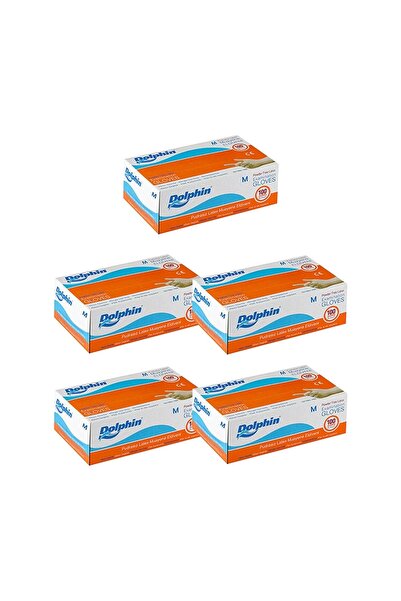 Dolphin Pudrasız Latex Eldiven (m) 100lü Paket 5 Adet