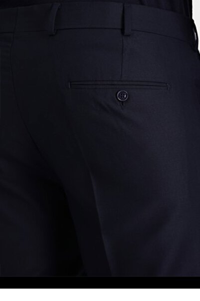 Varetta Men's Navy Blue Polyviscon Slim Fit Fabric Trousers