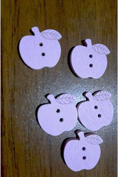 İMREN AKSESUAR Κουμπί μήλου από φυσικό ξύλο σε ροζ χρώμα 2 εκ. - 1 συσκευασία 10 τεμαχίων