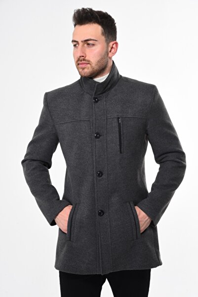 MAYKAMEN Pamuklu Slim Fit Kaşe Erkek Kaban