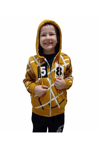 Fox Life Kids Hanorac pentru băiat cu glugă cu trei fire și fermoar