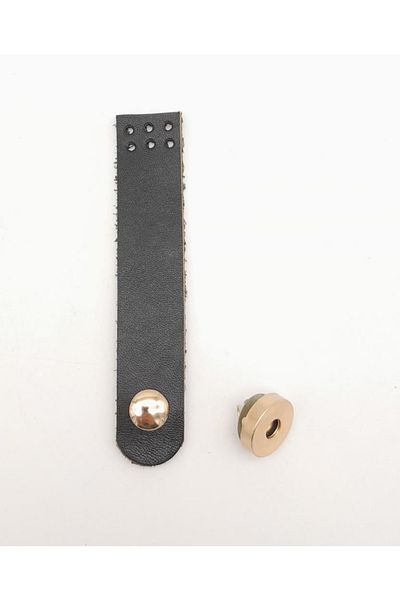 angel çanta aksesuar 11x2cm Μαύρο Πραγματικό Δερμάτινο Επίπεδο Κάλυμμα Τσάντας με Ανοιχτό Χρυσό Μέταλλο