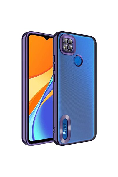 Fibaks Xiaomi Redmi 9c Kılıf Kamera Lens Korumalı Şeffaf Renkli Logo Gösteren Parlak Kapak