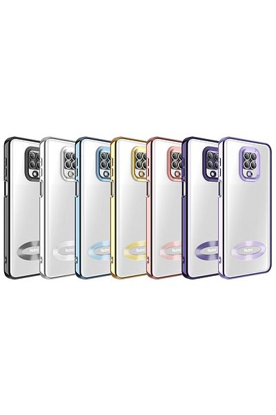 Fibaks حافظة هاتف Redmi Note 9 Pro مع حماية لعدسة الكاميرا وشعار ملون شفاف يظهر غطاء لامع