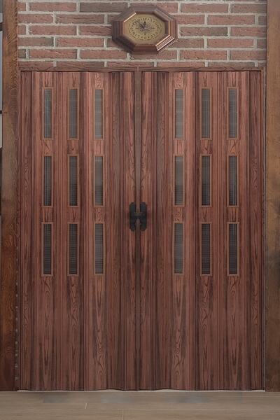 ERİKMANN Akordiyon Kapı 200 X 230 Cm Ceviz Camlı Çift Açılım Katlanır Kapı