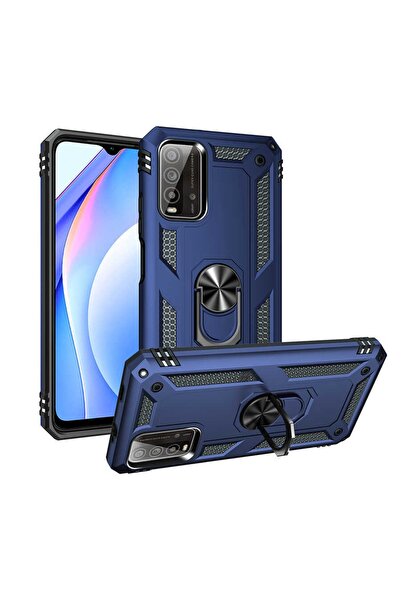 ZM STORE Xiaomi Poco M3 Kılıf Zore Vega Tank Yüzüklü Standlı Kapak