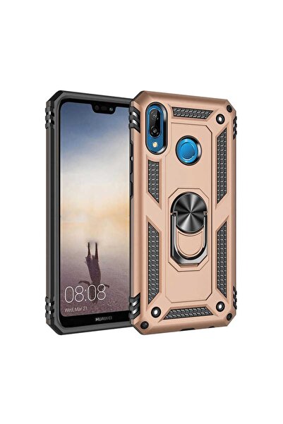 ZM STORE Huawei P20 Lite Kılıf Zore Vega Tank Yüzüklü Standlı Kapak