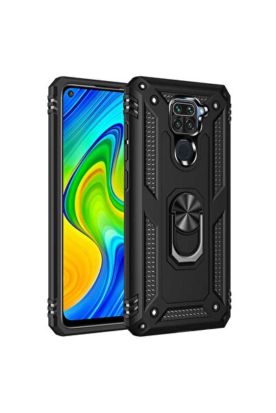 ZM STORE Xiaomi Redmi Note 9 Kılıf Zore Vega Tank Yüzüklü Standlı Kapak