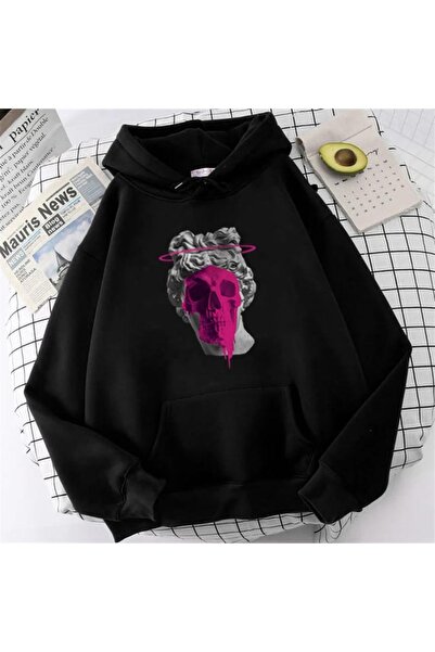 Touz Hanorac cu glugă supradimensionat unisex negru Art Skull