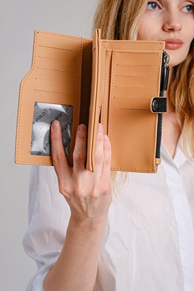 Just Polo Women's Lock Detailed Wallet 1001 Sand