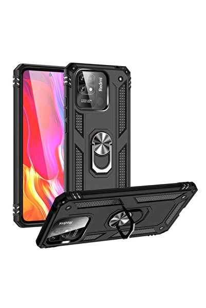 ZM STORE Xiaomi Poco C40 Kılıf Zore Vega Tank Yüzüklü Standlı Kapak
