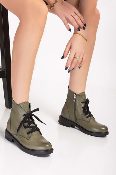Gondol Cizme de zi cu zi confortabile din piele naturală cu textura moale Gnd.19601 - verde - 36