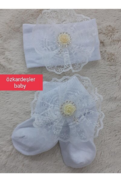 ÖZKARDEŞLER BABY Baby Rolled Socks and Bandana Clips Set