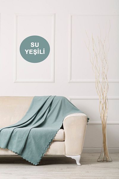 VELERDE HOME Velerde Water Green Chenille Husă pentru canapea extensibilă cu două fețe