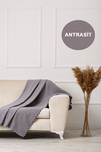 VELERDE HOME Velerde Anthracite Chenille Double Sided Sofa Bed Sofa Cover Shawl